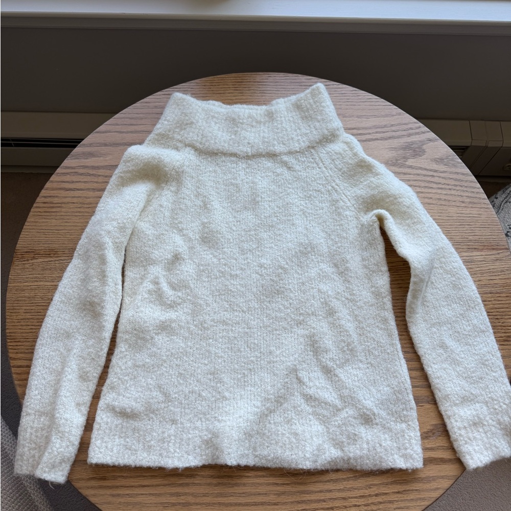 Cozy White Turtleneck boatneck Sweater